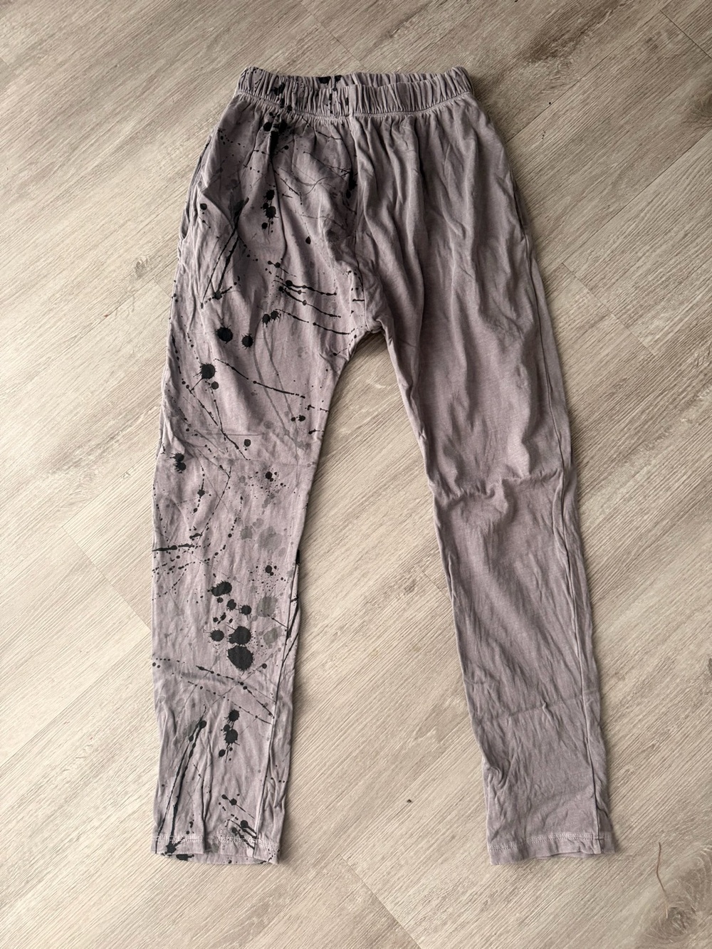 Kids Gray Paint-Splatter Joggers - Comfortable Elastic Waist